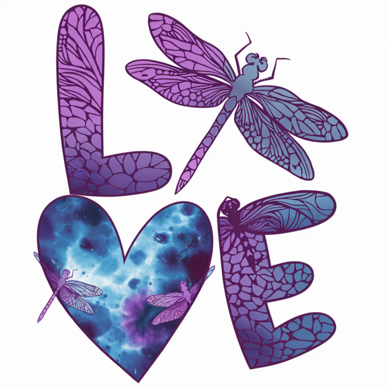 Galaxy Dragonfly LOVE Graphic Cotton T-Shirt