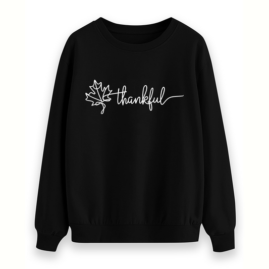 Thankful Sweatshirt with Maple Leaf Design