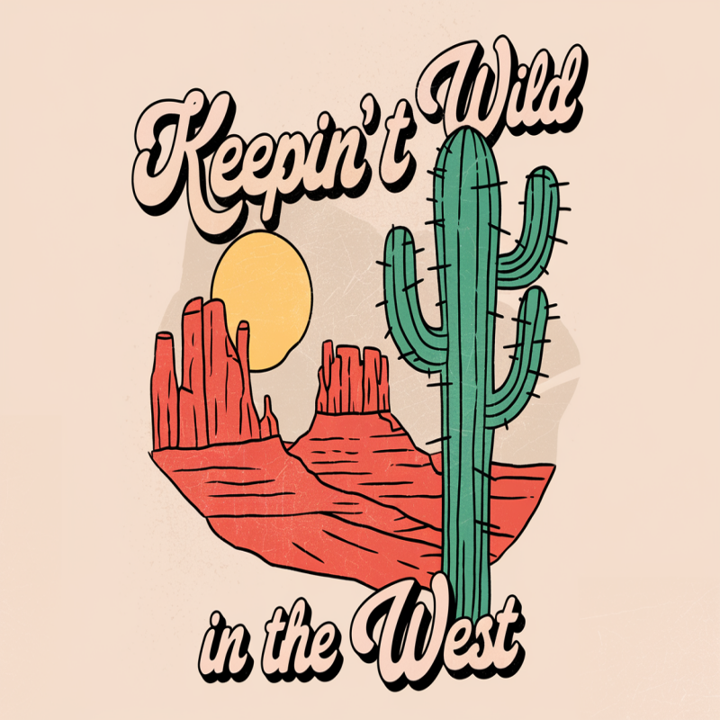 Keepin' Wild Cactus Graphic T-Shirt for Casual Style