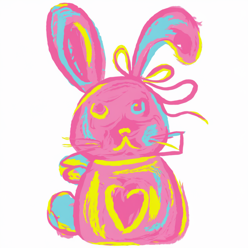 Vivid Bunny Pastel Graphic Cotton T-Shirt