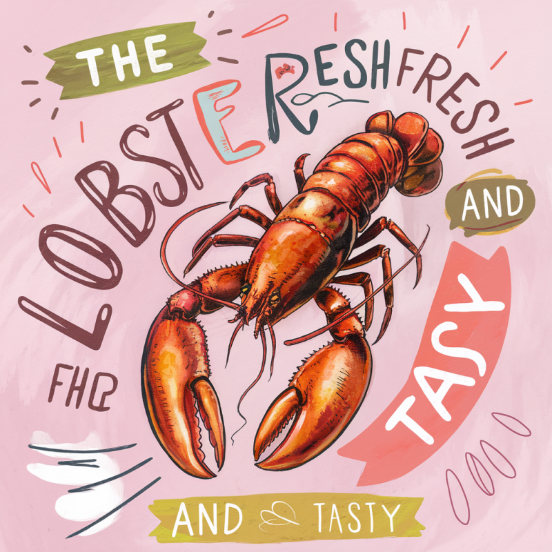Seaside Lobster Graphic Cotton T-Shirt