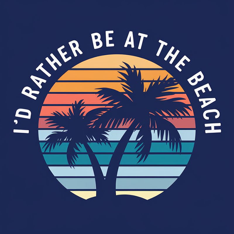 Hawaiian Pattern 'I'd Rather Be At The Beach' T-Shirt