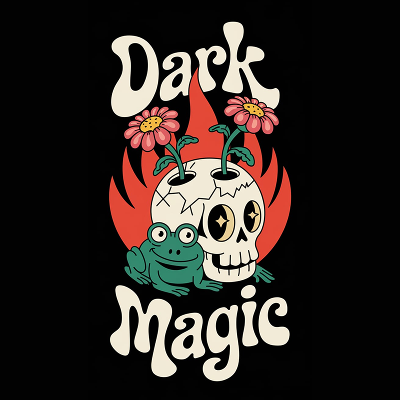 Dark Magic Skull and Frog Graphic T-Shirt