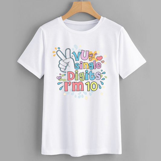 Cute 10th Birthday T-Shirt for Kids - I'm 10 Single Digits