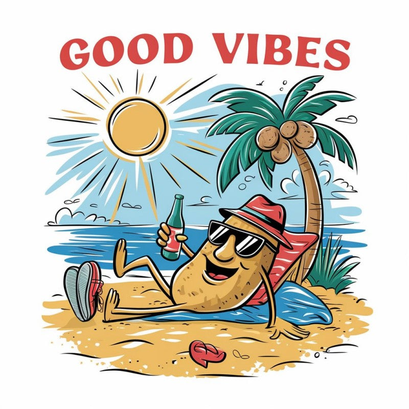 Good Vibes Cartoon Graphic T-Shirt