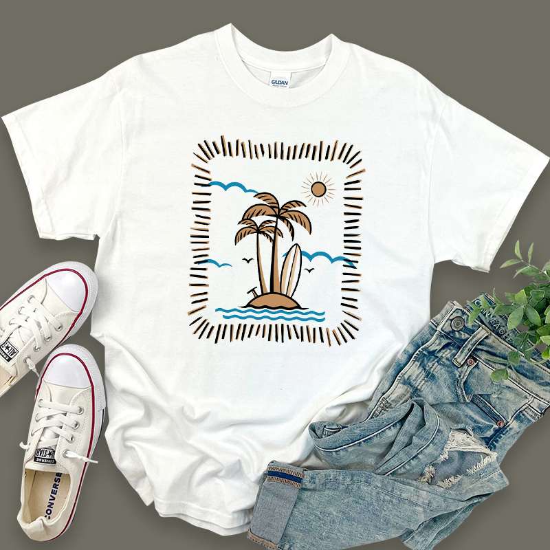 Casual Graphic Coconut Tree Top