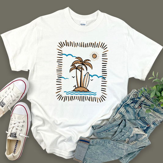 Casual Graphic Coconut Tree Top