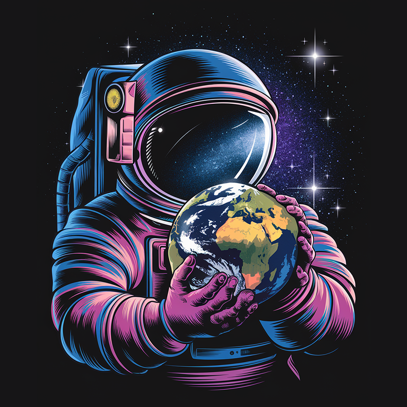 Cosmic Astronaut Graphic T-Shirt