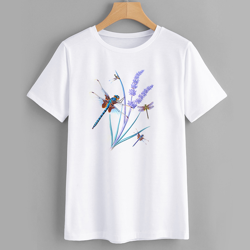 Dragonfly and Lavender Graphic T-Shirt