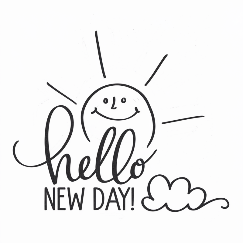 Sunshine Hello New Day Cotton Graphic T-Shirt
