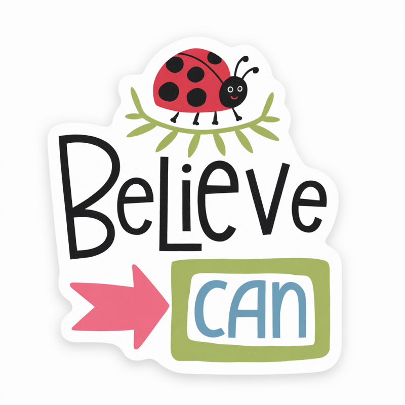 Cotton Motivational Ladybug Graphic T-Shirt