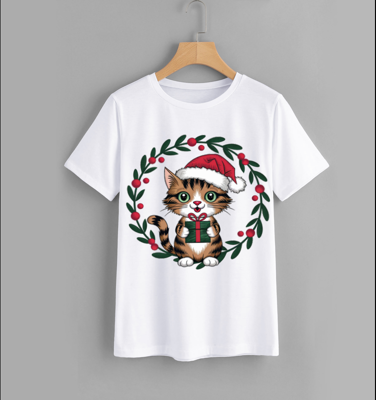 Christmas Cat Graphic T-Shirt