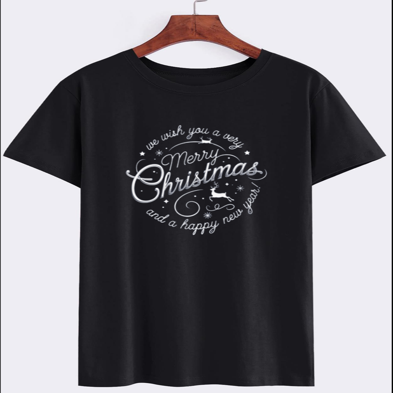Merry Christmas Graphic T-Shirt with Holiday Wishes