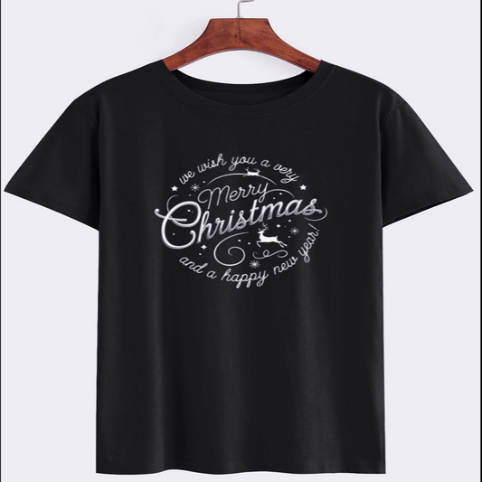 Merry Christmas Graphic T-Shirt with Holiday Wishes