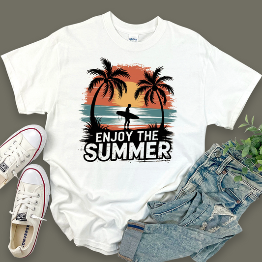 Casual Graphic Top: Enjoy the Summer T-Shirt