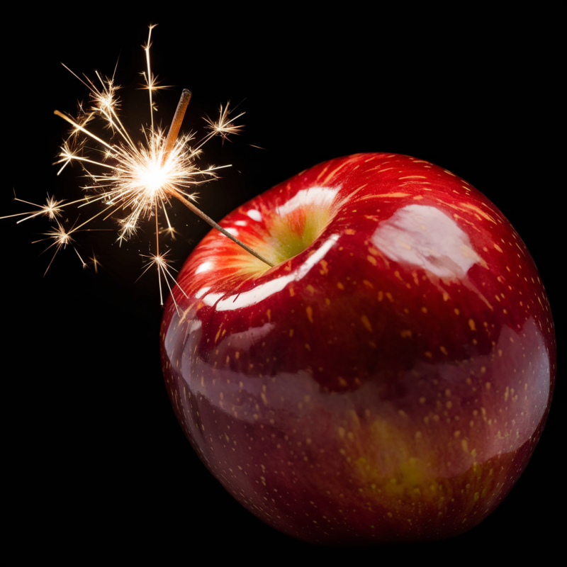 Exploding Apple Graphic Tee - Black Casual T-Shirt