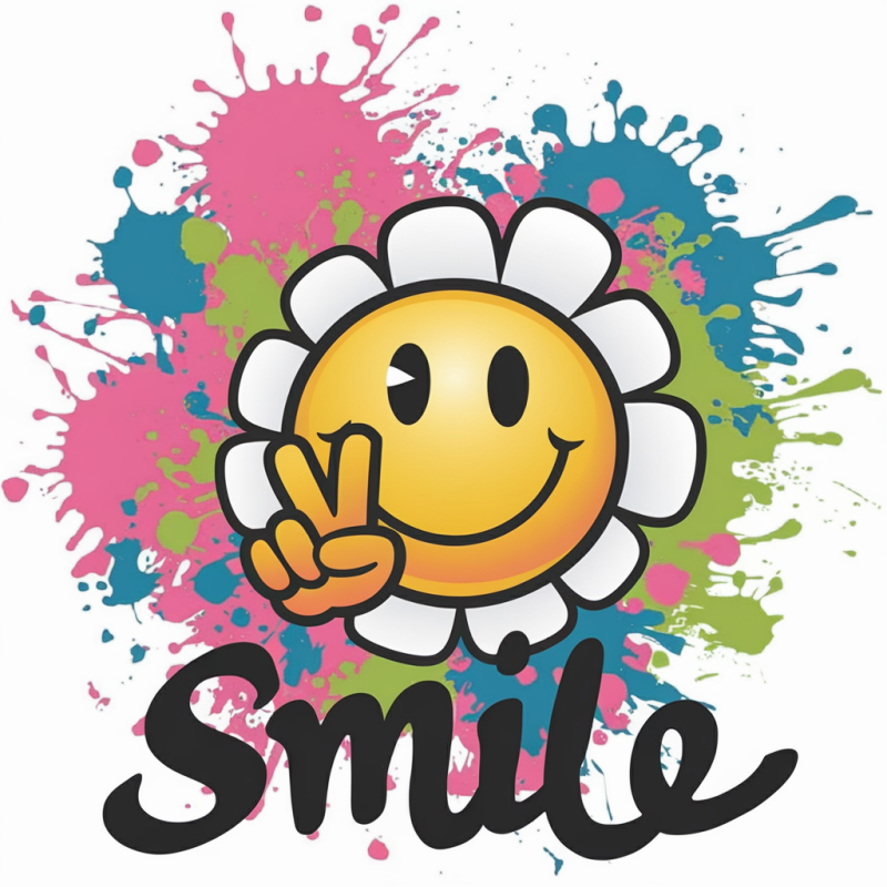 Colorful Smile Graphic T-Shirt