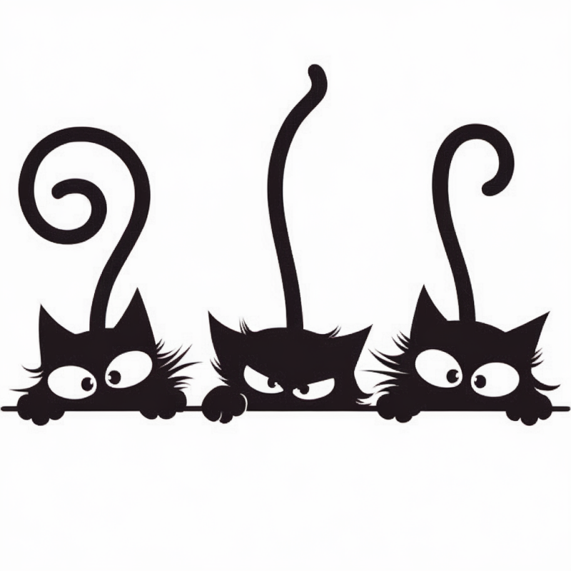 MeowJoy Cute Black Cat Graphic Cotton T-Shirt