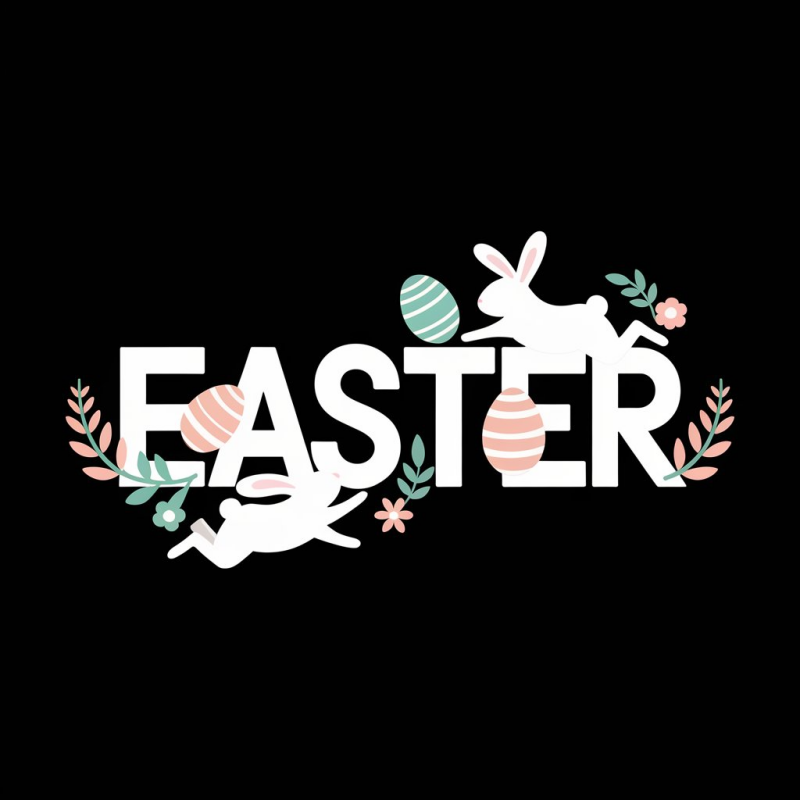 Easter Bunny Graphic T-Shirt - Black