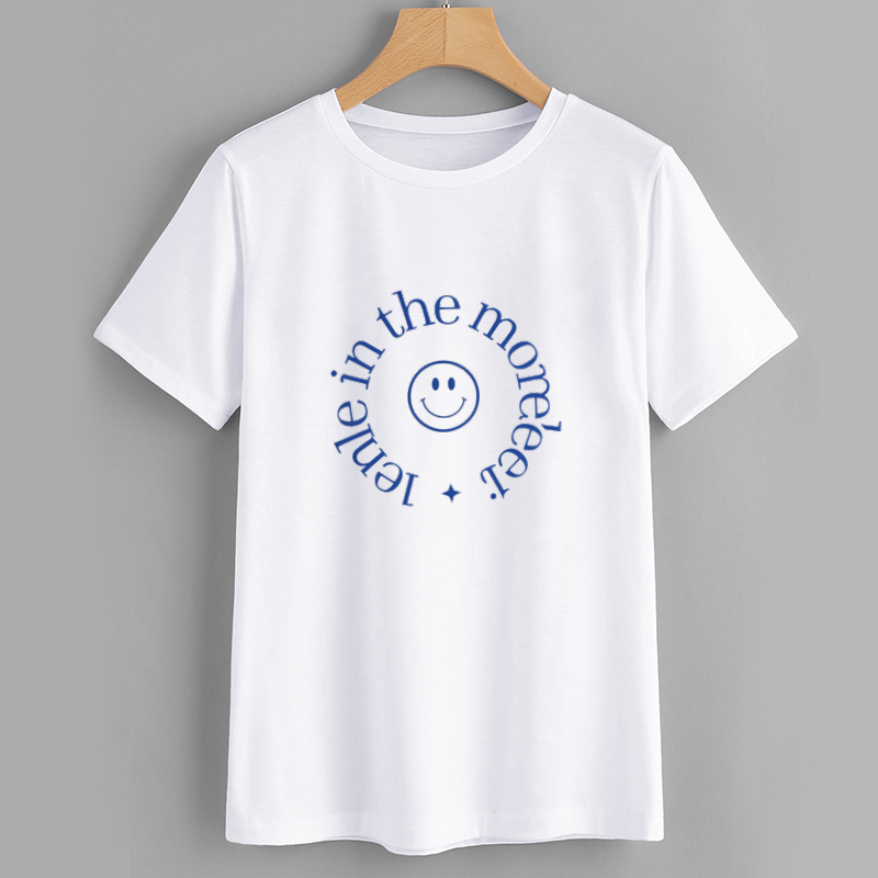 Brand Cotton Smiley Face Graphic T-Shirt