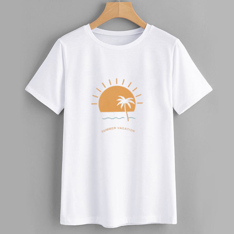 Summer Vacation Graphic T-Shirt with Palm Tree Design