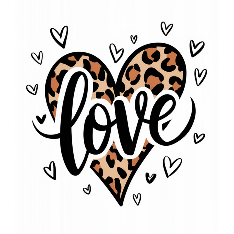 Leopard Print Love Graphic Tee - Stylish White T-Shirt
