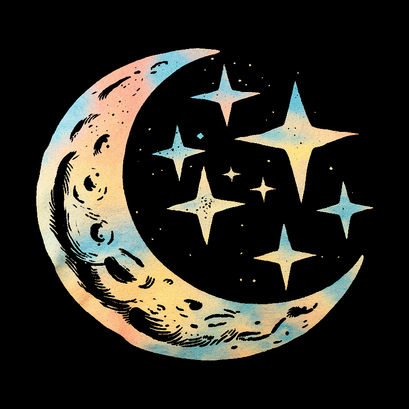 Tie-dye Moon and Star Pattern Top