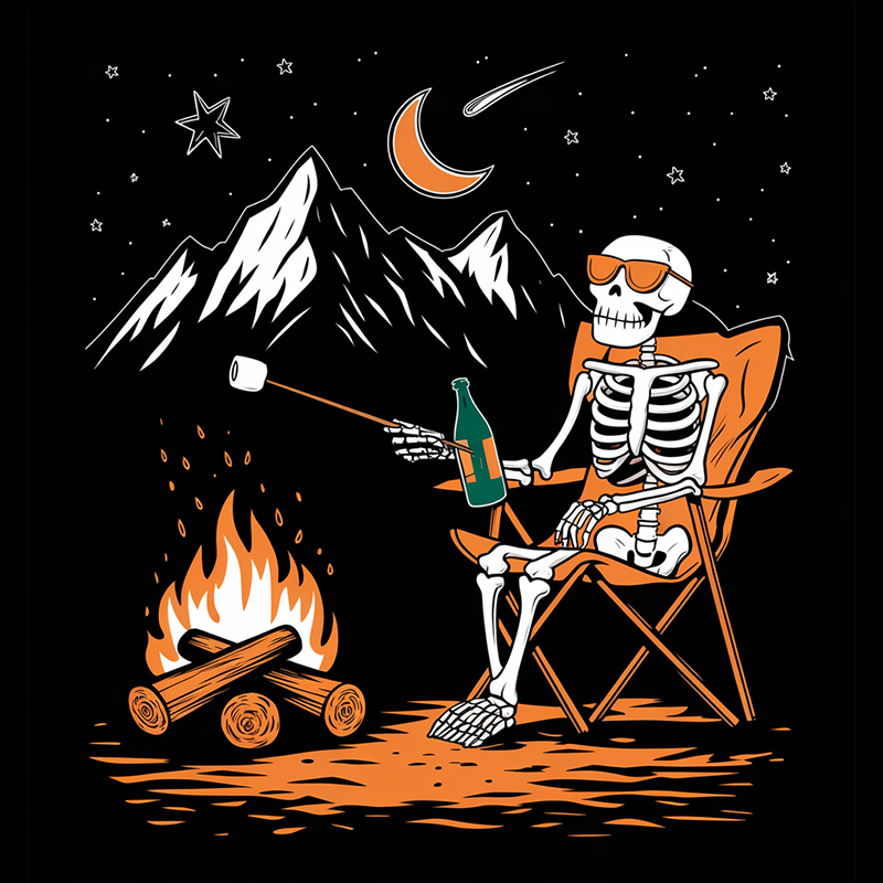 Outdoor Camping Graphic Skull T-Shirt