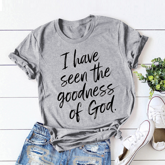 Fun Letters Pattern Top - 'I Have Seen the Goodness of God' T-Shirt