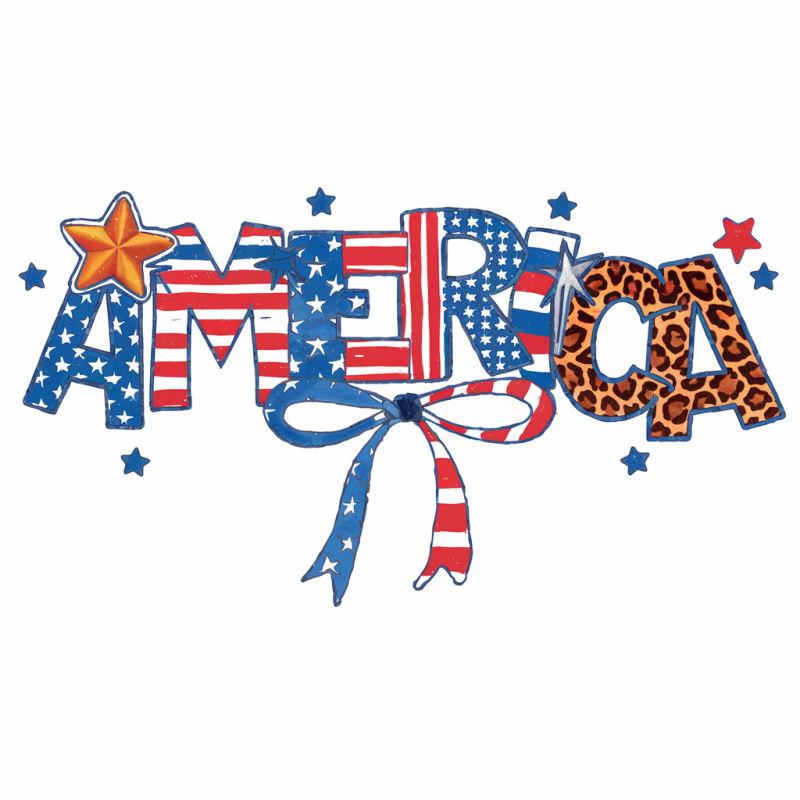 Stylish America Graphic T-Shirt with Leopard Print