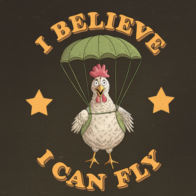 Funny Chicken Parachute Cotton T-Shirt