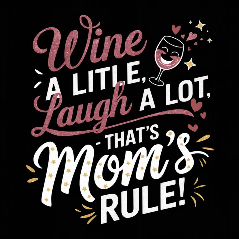Funny Wine Lover Mom's Rule T-Shirt