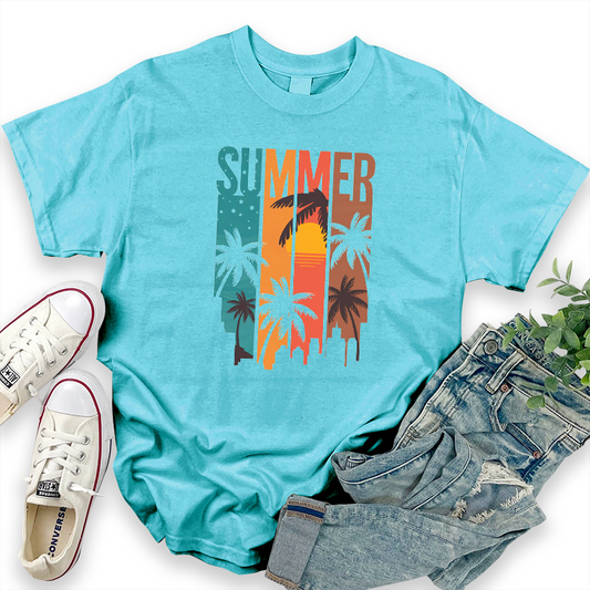 Summer Coconut Tree Casual Graphic T-Shirt