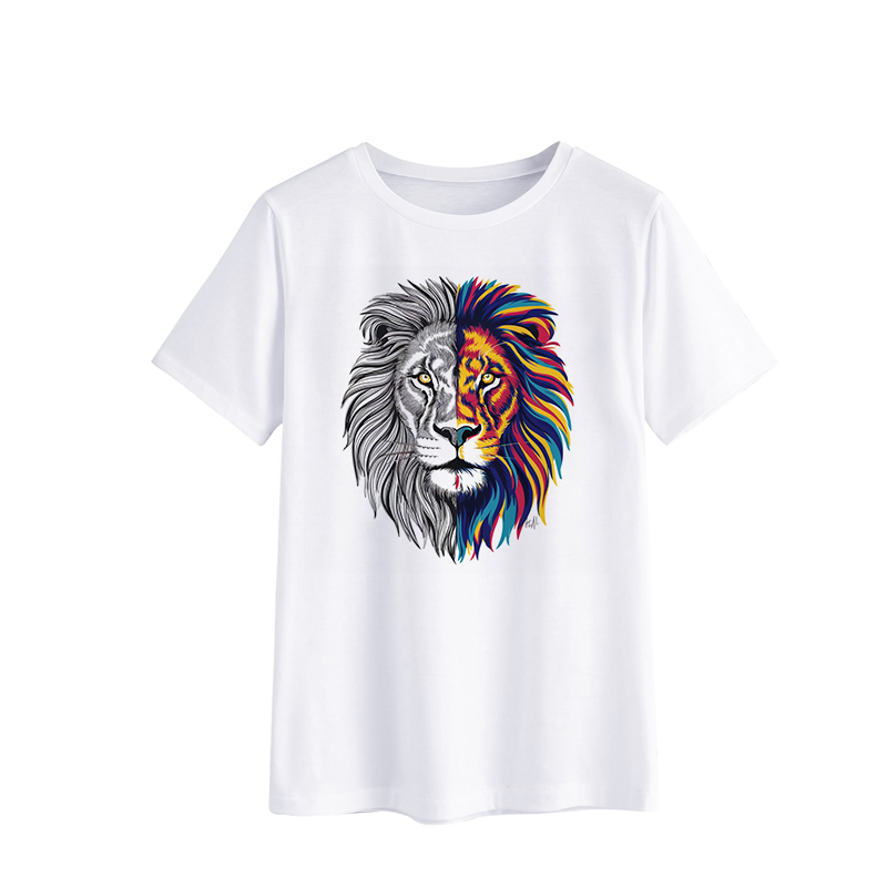 Artistic Half Lion Graphic T-Shirt