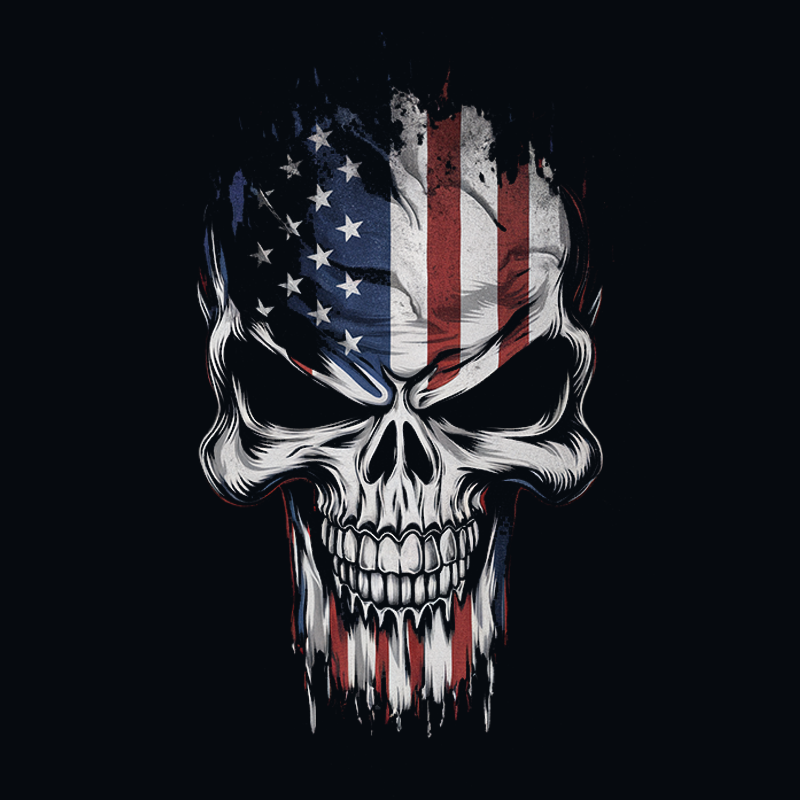 American Flag Skull Graphic T-Shirt