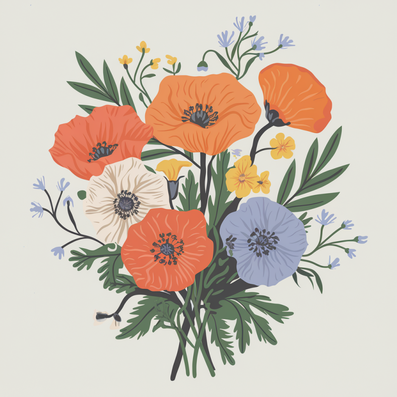 Floral Poppy Graphic Tee - Casual White Shirt