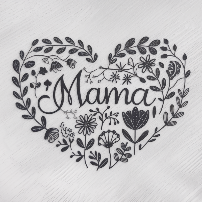 Mama Heart Floral Print Cotton T-Shirt
