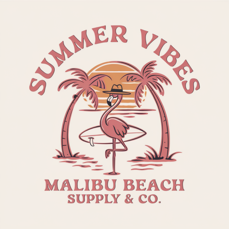 Malibu Beach Summer Vibes Flamingo T-Shirt