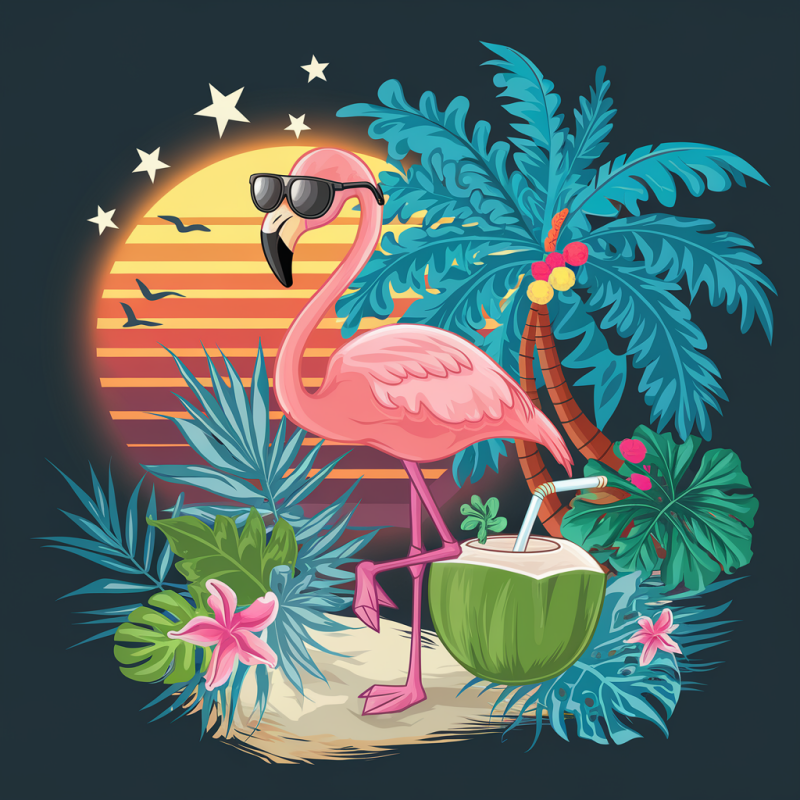 Tropical Flamingo Graphic T-Shirt