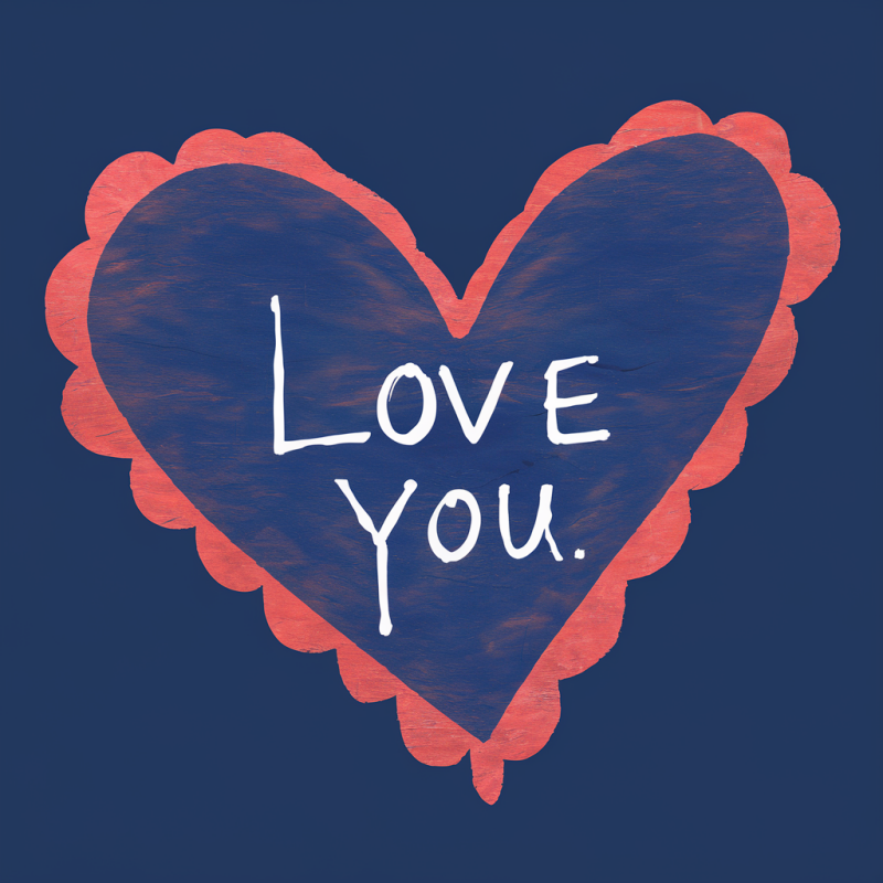 Love You Heart Print Cotton T-Shirt