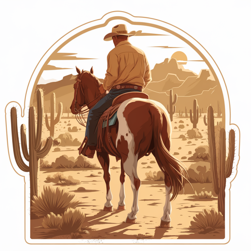 Rodeo Cowboy Desert Graphic Cotton T-Shirt