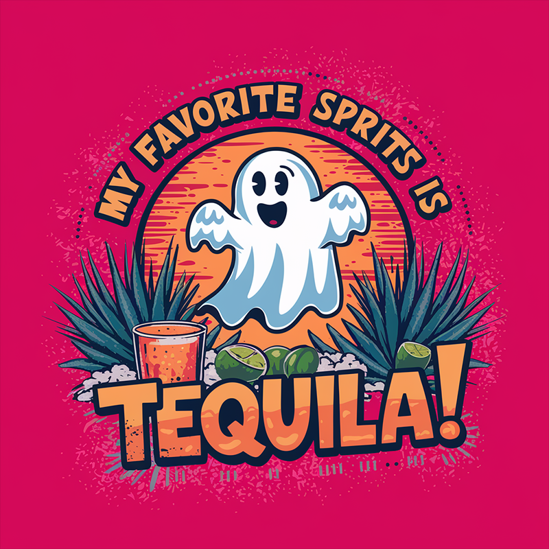 Funny Halloween T-Shirt with Wine Glass and Ghost Design