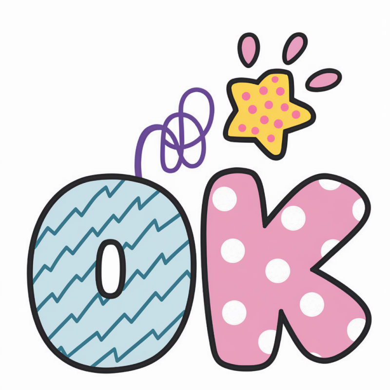 OK Graphic T-Shirt with Colorful Print