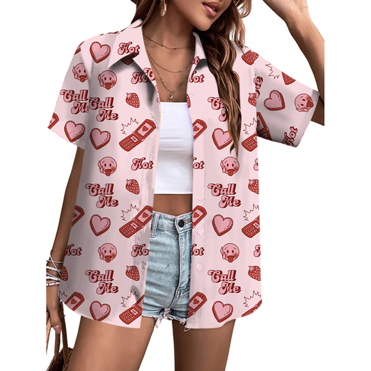 Valentine's Day Casual Pattern Button-Down Shirt
