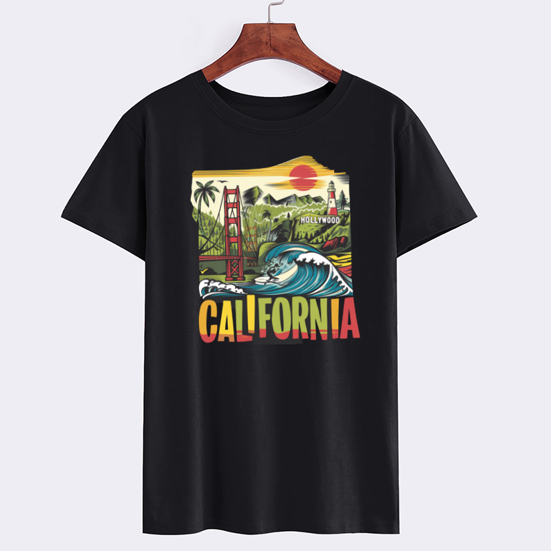 Retro California Graphic Cotton T-Shirt
