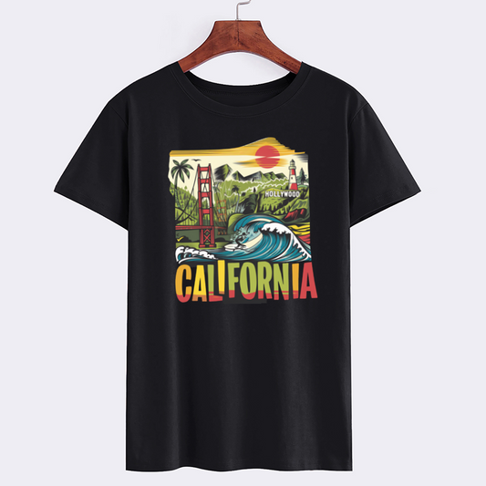 Retro California Graphic Cotton T-Shirt
