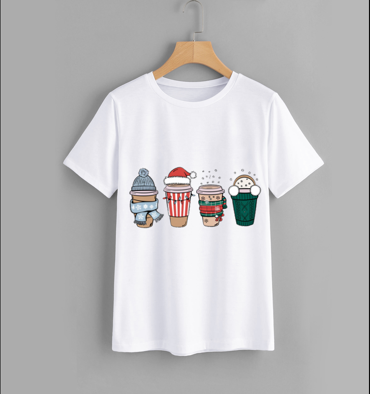 Christmas Coffee Cups Graphic T-Shirt