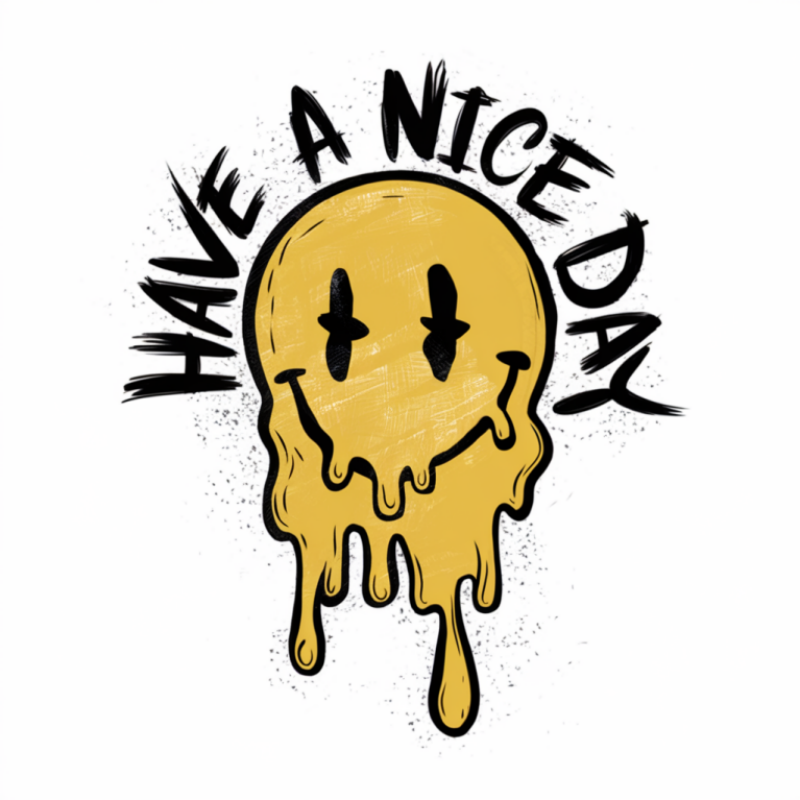 Dripping Smiley Face Graphic T-Shirt