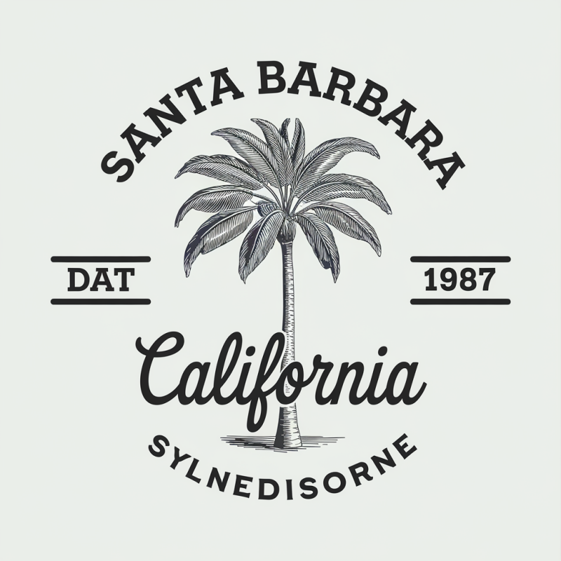 Santa Barbara California Palm Tree Graphic T-Shirt