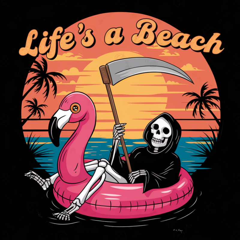 Life's a Beach Skeleton Flamingo T-Shirt